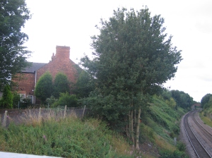 A photo of our house, taken from the railway bridge